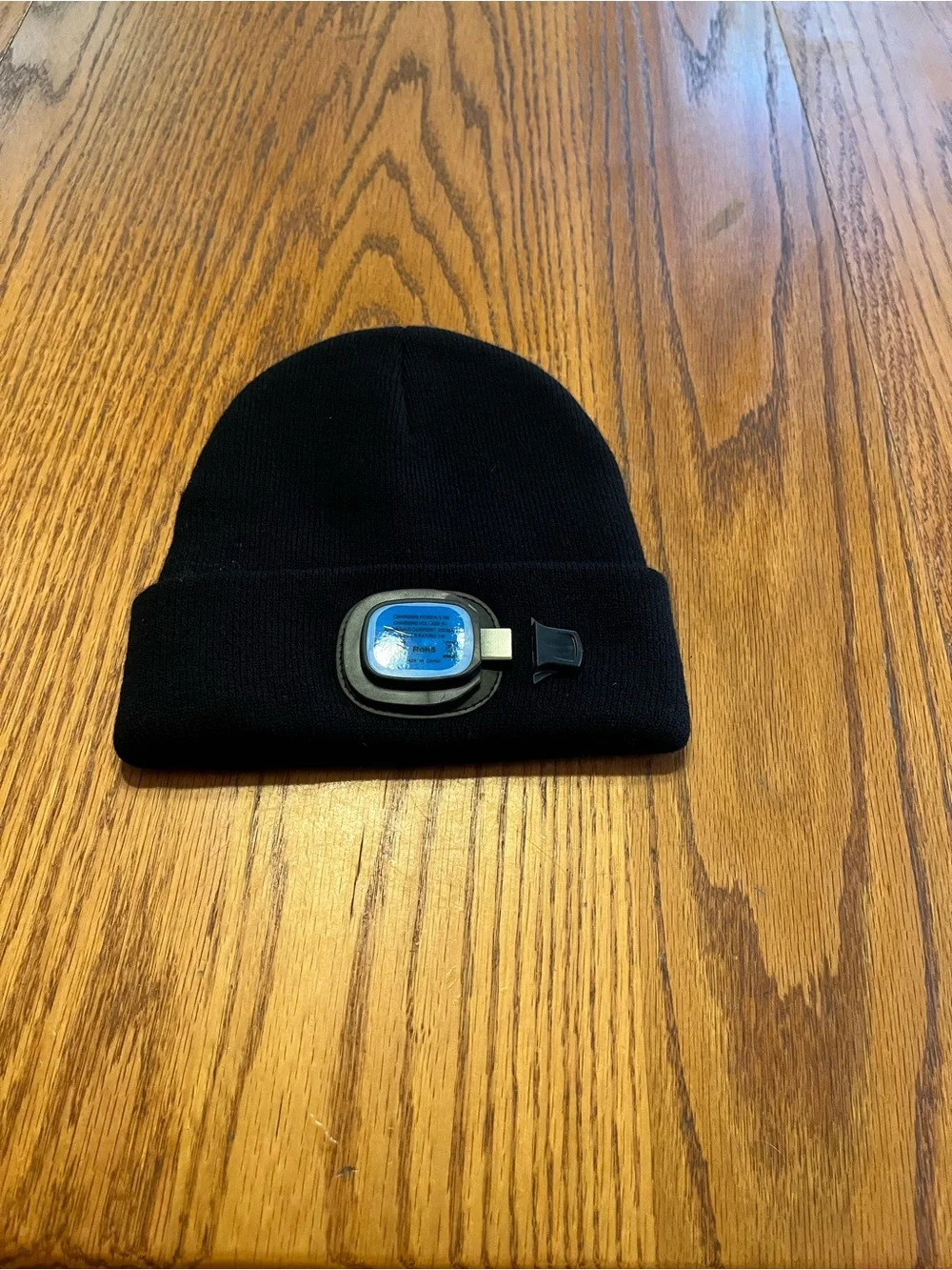 Black Beanie Hat with Rechargeable Head light New without tags